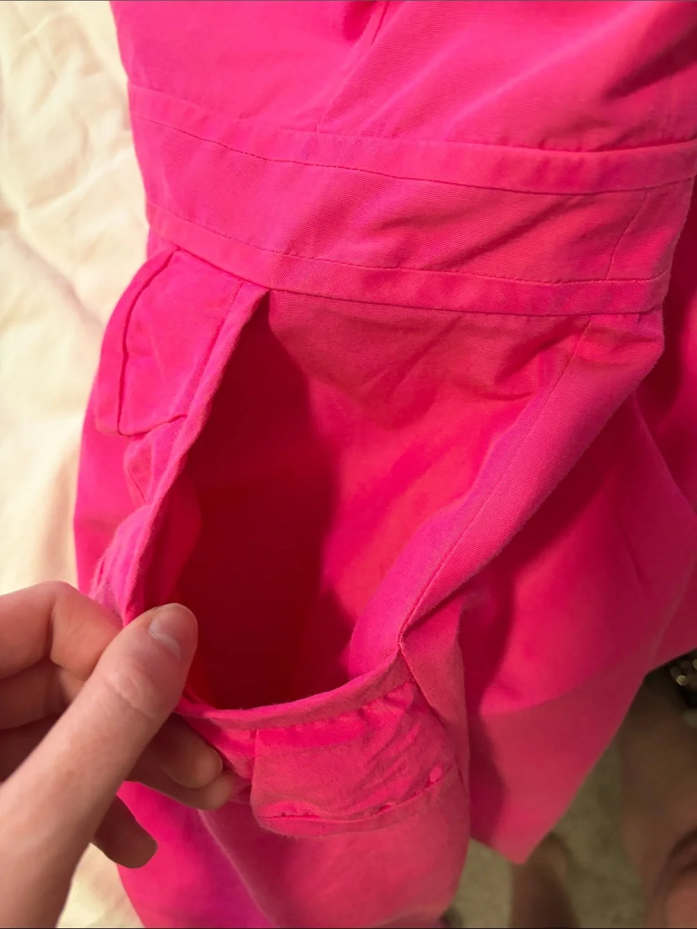J. Crew Strapless Hot Pink Ruffle-Pocket Mini Dress